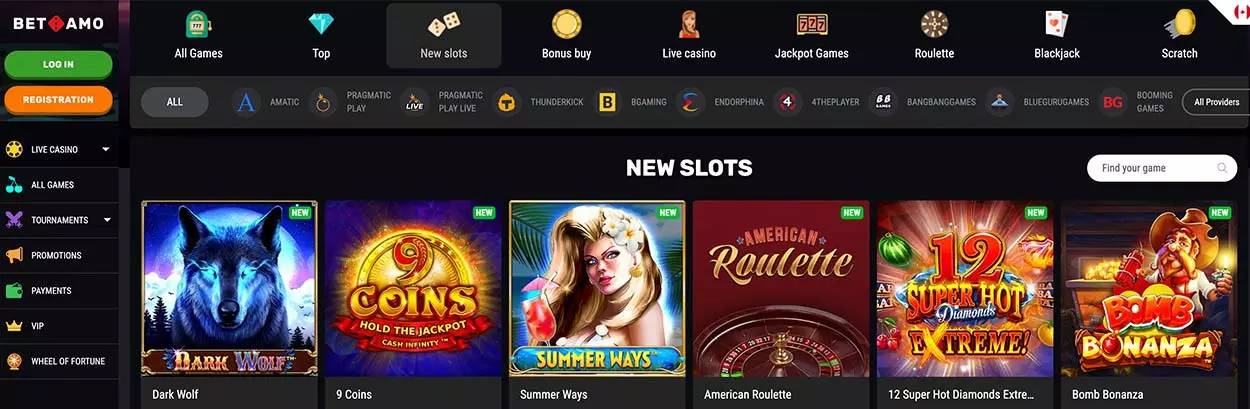 Betamo Casino in Canada - slot games.