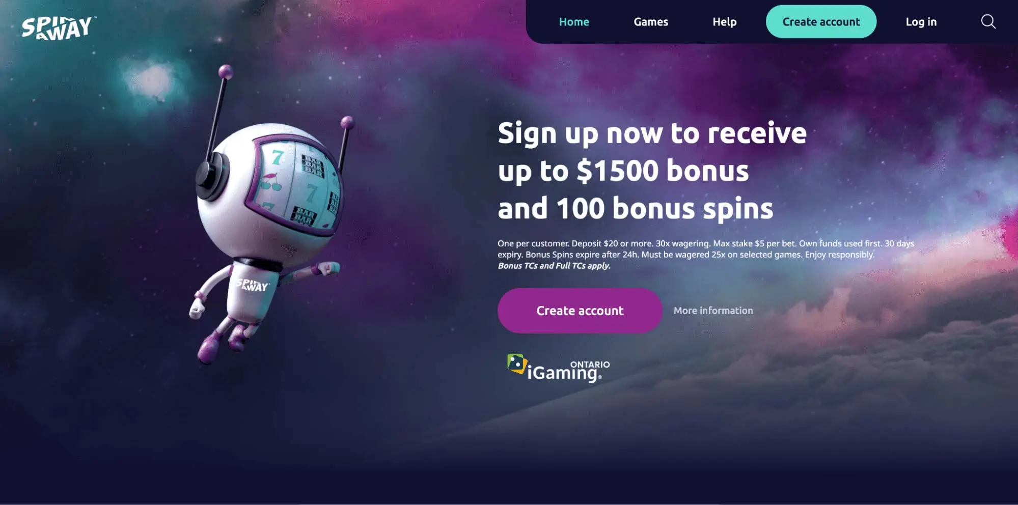 SPIN AWAY casino - online casino for Canadian players.