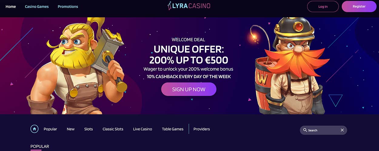 LyraCasino - online casino for Canadian players.