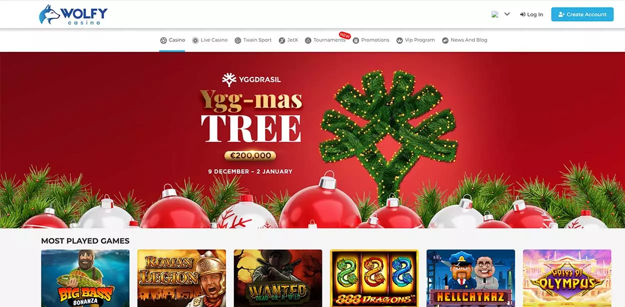 Wolfy - online casino for Canadian players.