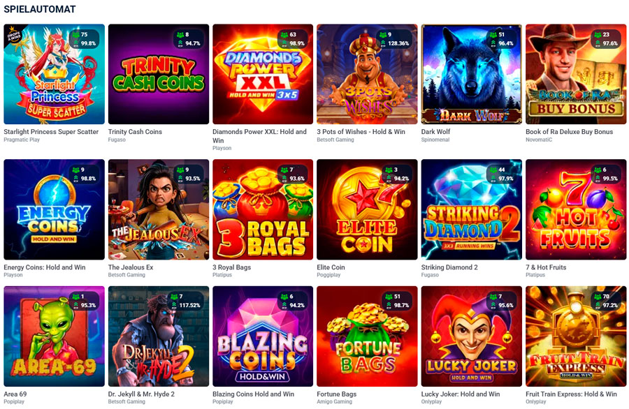 Spielautomaten im 22bet Casino