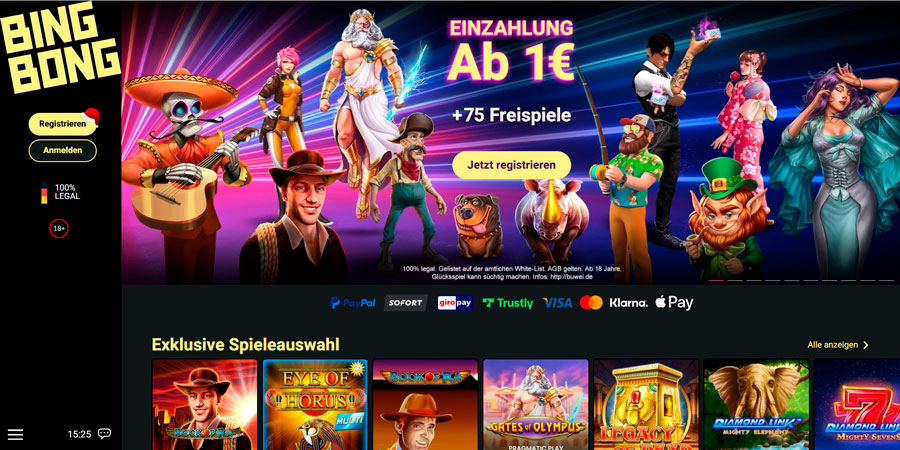 Boni und Spielautomaten im BingBong Casino