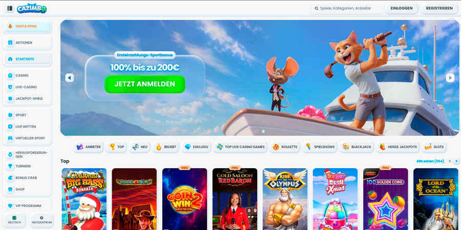 Boni und Spielautomaten im Cazimbo Casino