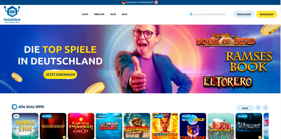 Boni und Spielautomaten im DrückGlück Casino