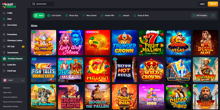 Große Auswahl an Spielautomaten im SlotHunter Casino